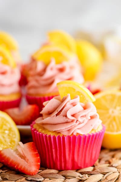 Lemon Cupcakes with real Strawberry Frosting - Boulder Locavore