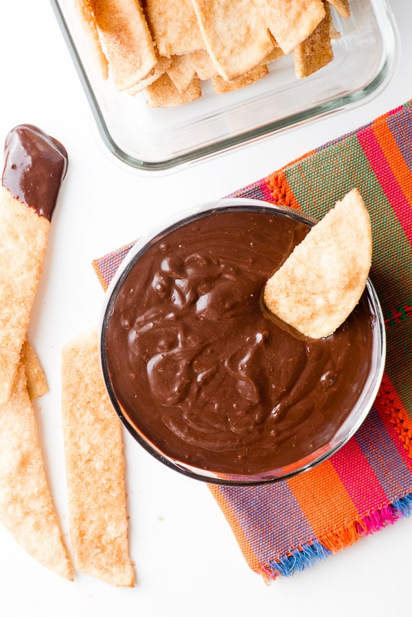 bowl of mexican chocolate sauce and dipping