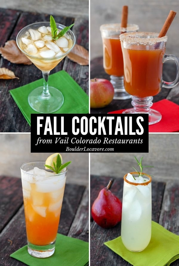 photos of 4 fall cocktails in collage