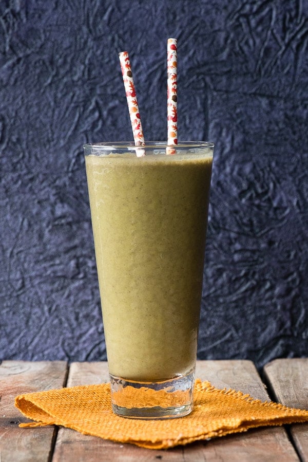 Fall  Smoothie with autumn leaf straws