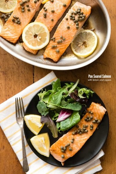 Pan Seared Salmon with capers and lemon