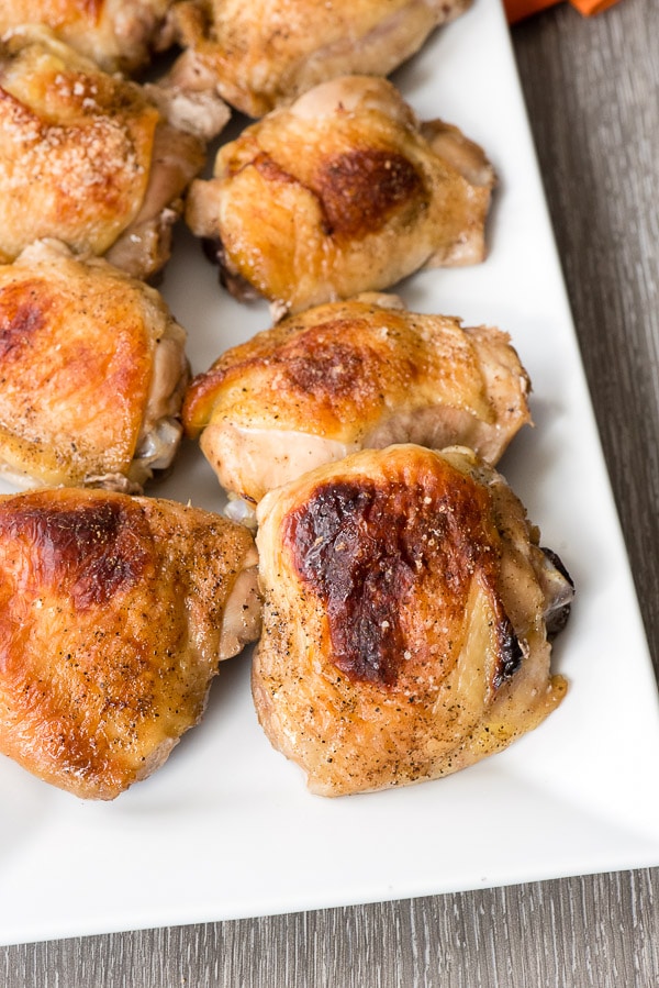close up of Roasted Sweet Tea Chicken Thighs
