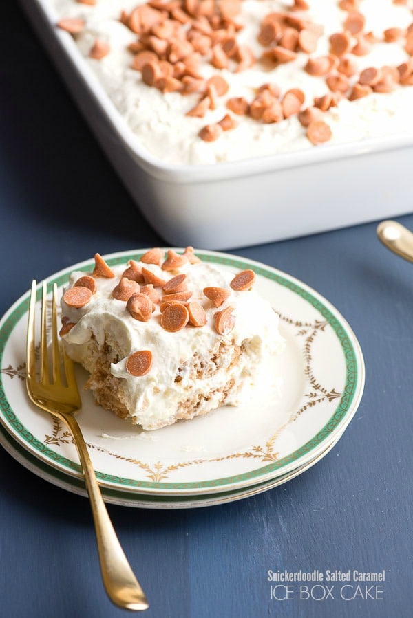 Snickerdoodle Salted Caramel Ice Box Cake   