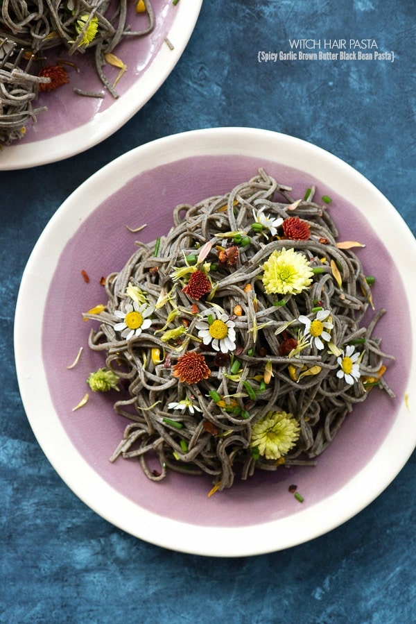 Witch Hair Pasta {Spicy Garlic Brown Butter Black Bean Pasta}. 