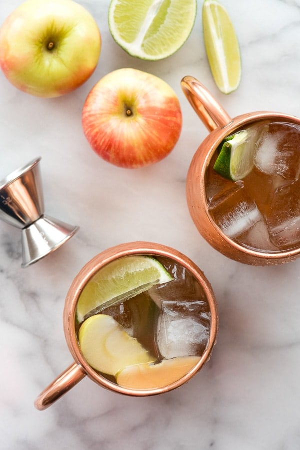 Apple Cider Moscow Mules from overhead