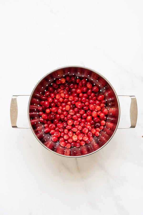 Cranberries in a colander