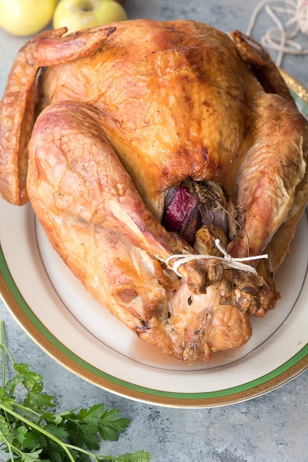 trussed Roast Turkey on serving platter