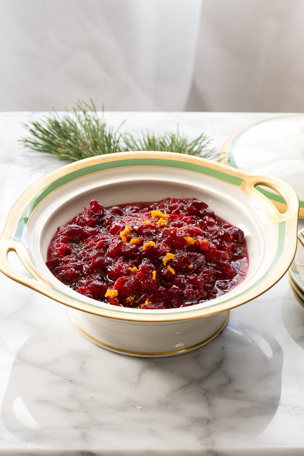 Fresh Cranberry Orange Sauce in a china bowl