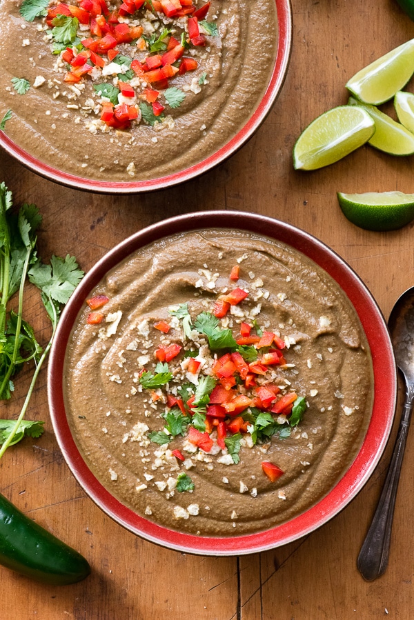 Spicy Black Bean Soup with ingredients