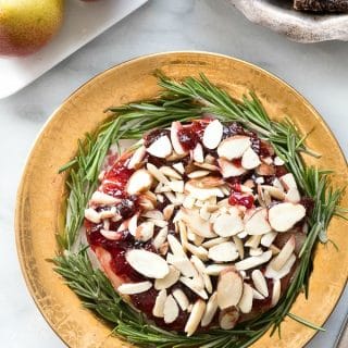 Baked Brie with Cherry Preseves and Almonds