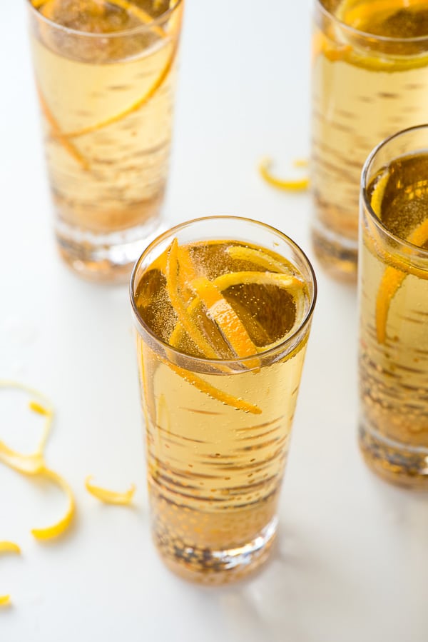 Classic Champagne Cocktails with citrus peel