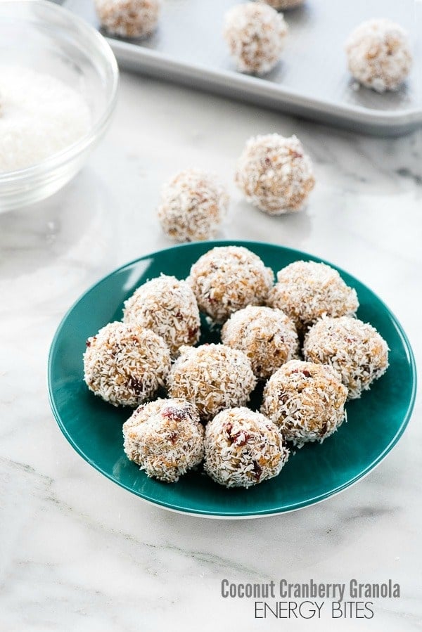 Coconut Cranberry Granola Energy Bites. 