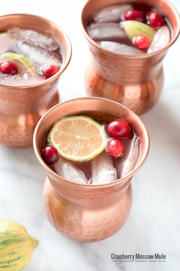 Cranberry Moscow Mule with Homemade Cranberry Simple Syrup