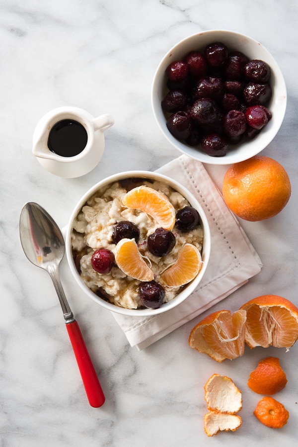 Overnight Oatmeal Pudding with Cherries With fruit