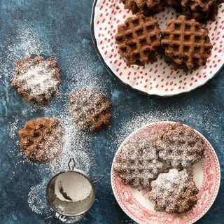 Double Chocolate Mint Waffle Cookies On a plate