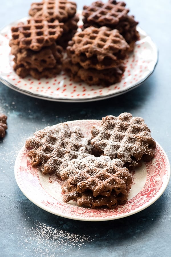 Plate of Double Chocolate Mint Waffle Cookies 