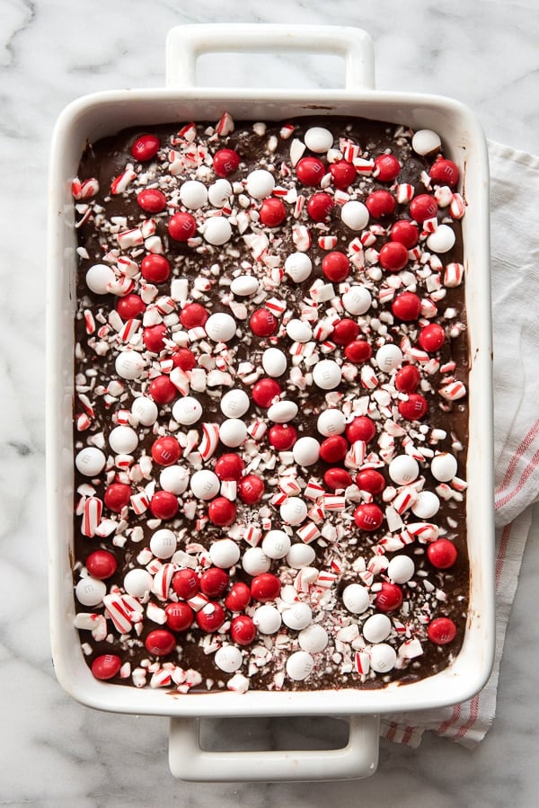 Fully Loaded Chocolate Peppermint \'Oreo\' Brownies In pan