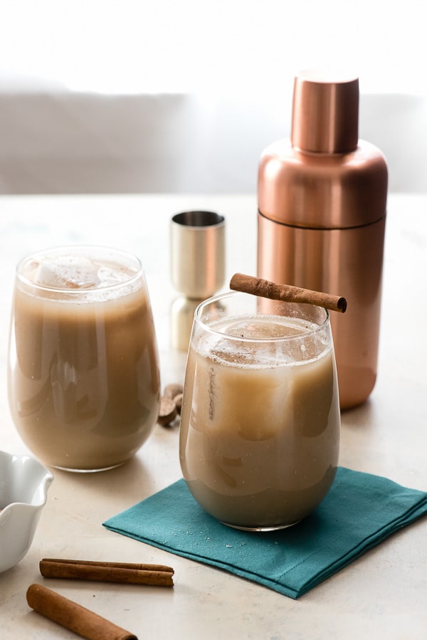 Gingerbread Brandy Milk Punch with cocktail shaker