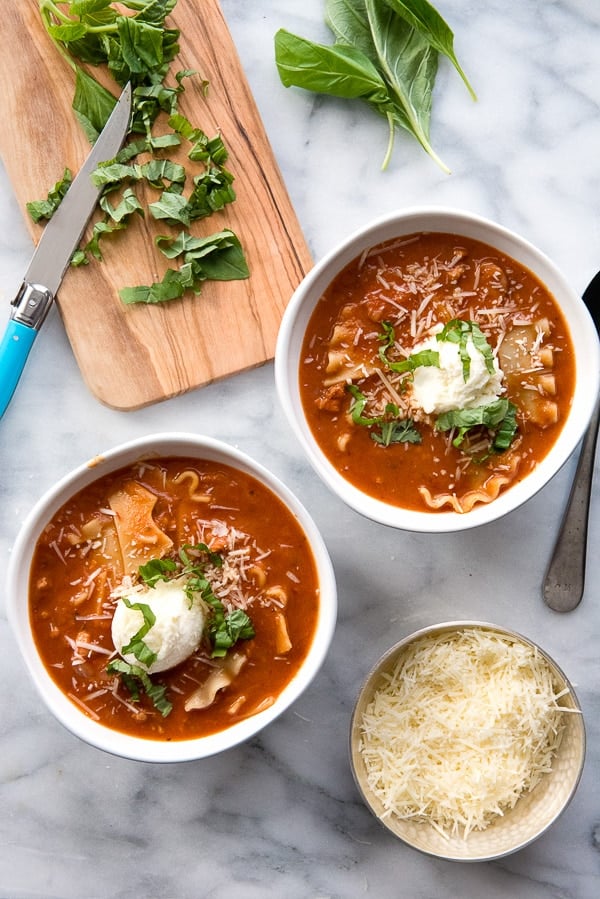 bowls of Lasagna soup