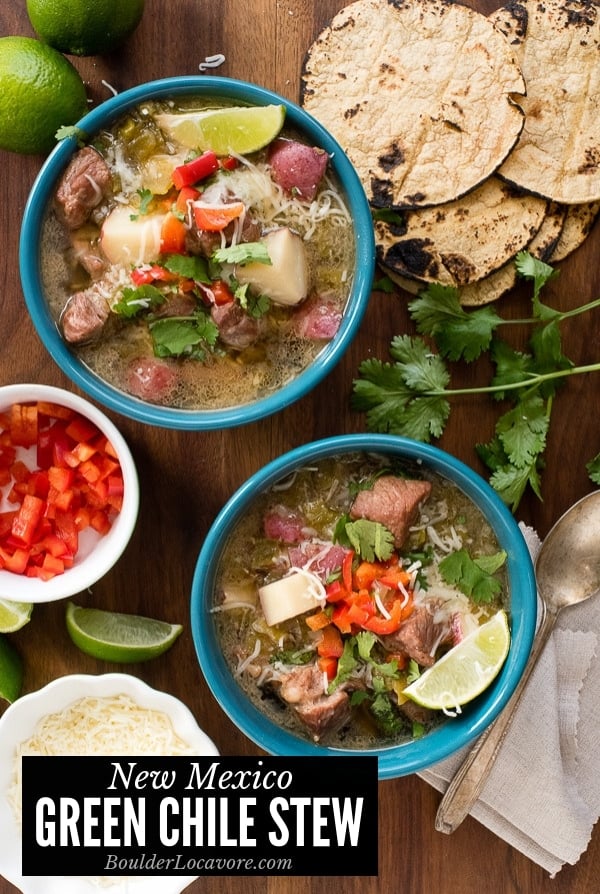 simple new mexico green chile stew with ground beef and potatoes