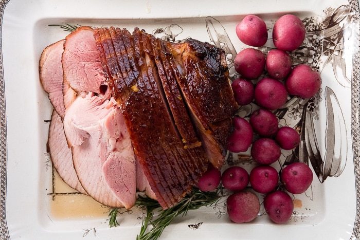 Orange Bourbon Glazed Bone In Spiral Cut Ham