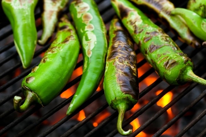 Roasting Green Chilies charred