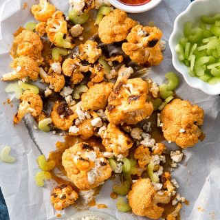 Buffalo Cauliflower with blue cheese and celery