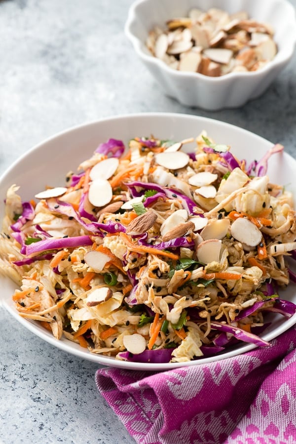 Chinese Chicken Salad in a white bowl