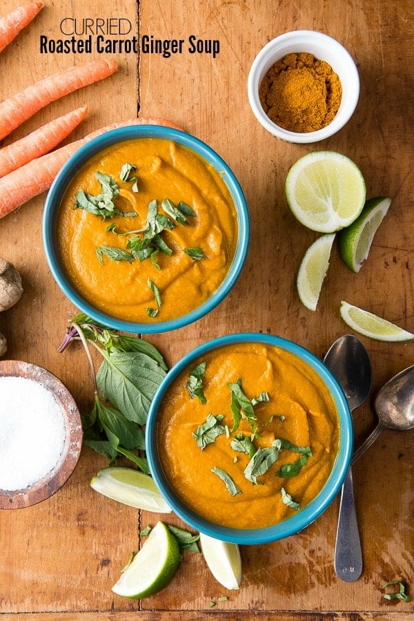 Curried Roasted Carrot Ginger Soup. 
