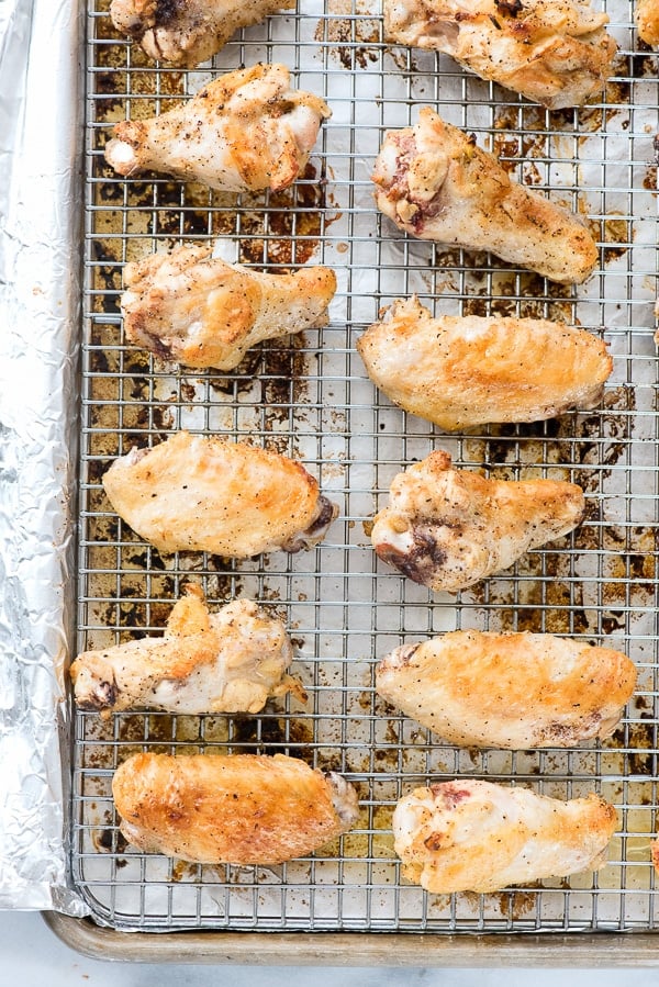 Chicken wings on cooking rack