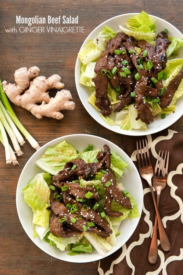 Mongolian Beef Salad with Ginger Vinaigrette