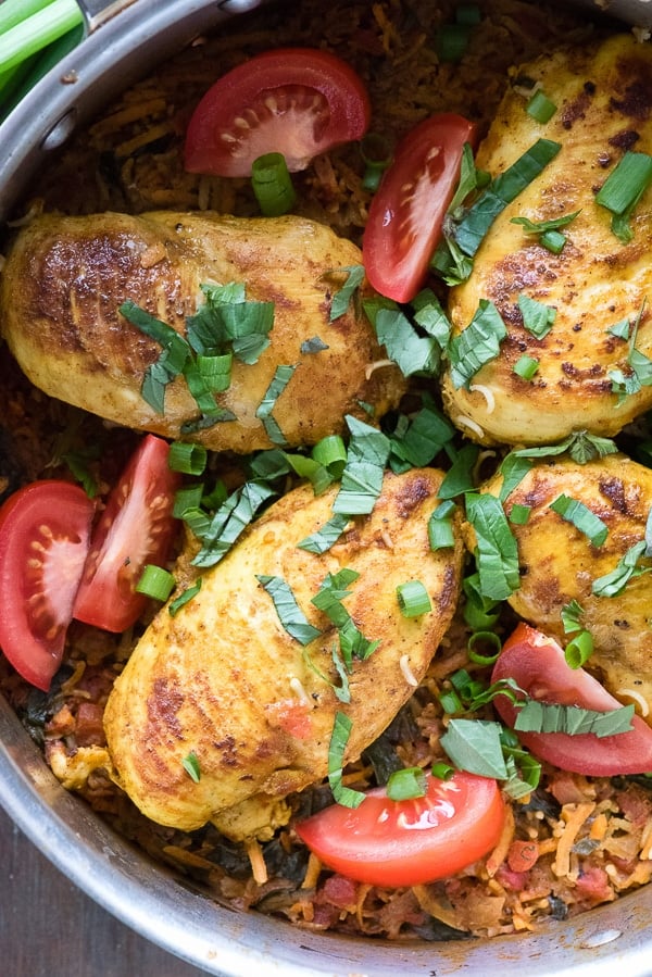 Close up of Polynesian Chicken Lap Lap Skillet