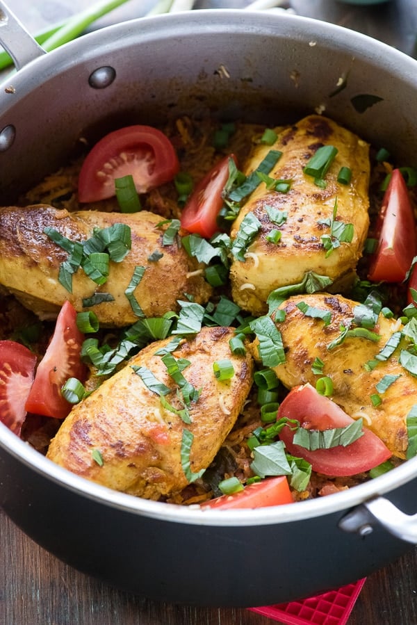 Close up of Polynesian Chicken Lap Lap Skillet