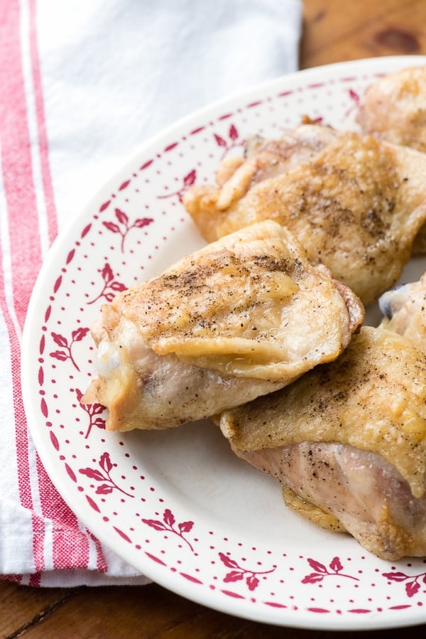 Salt and Pepper Roasted Chicken Thighs close-up