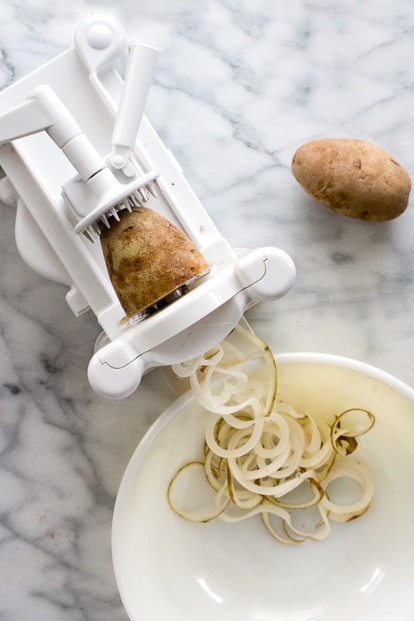 using a Spiralizer to make curly fries