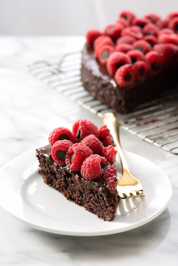 Triple Chocolate Wacky Cake with Chocolate-Stuffed Raspberries (Allergy-Friendly) batter