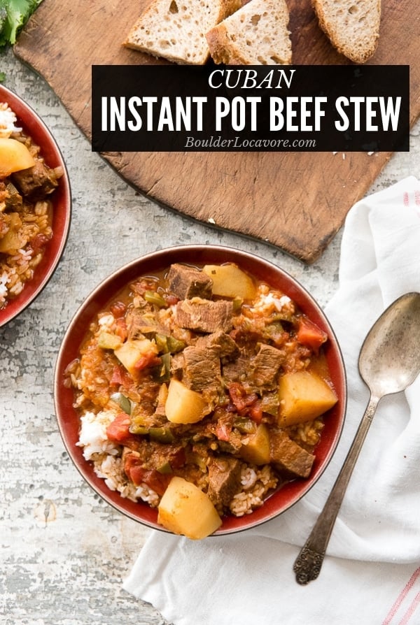 Better For You Instant Pot Spicy White Bean Beef Stew. - Half