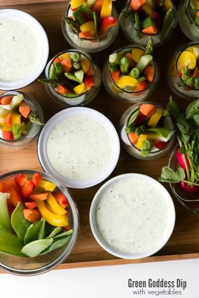 Green Goddess Dip. Creamy, tangy herb dip with vegetables