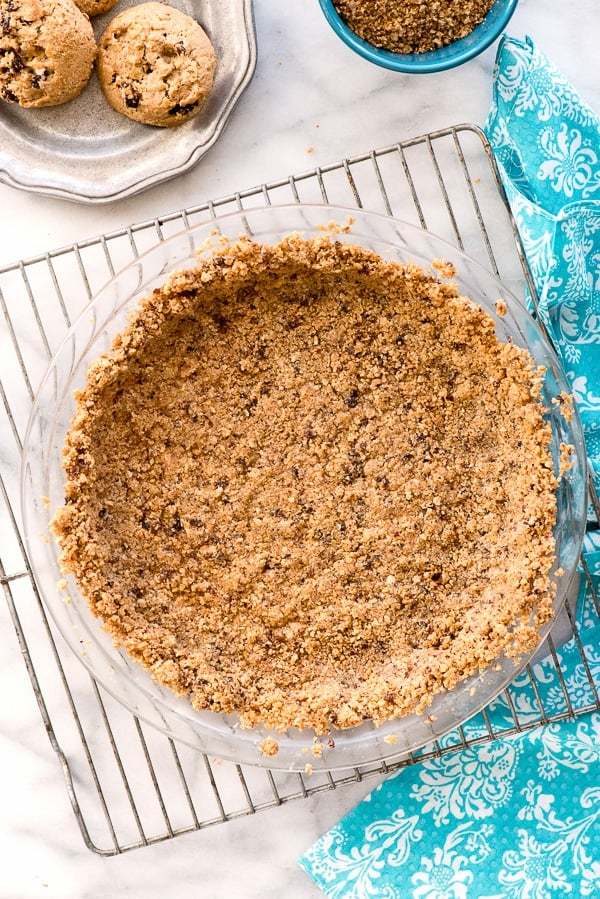French Silk Pie with an oatmeal cookie pie crust