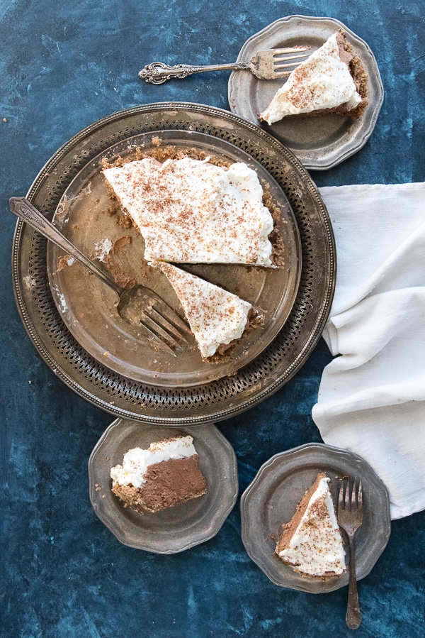 French Silk Pie with Oatmeal Cookie Pie Crust - slices