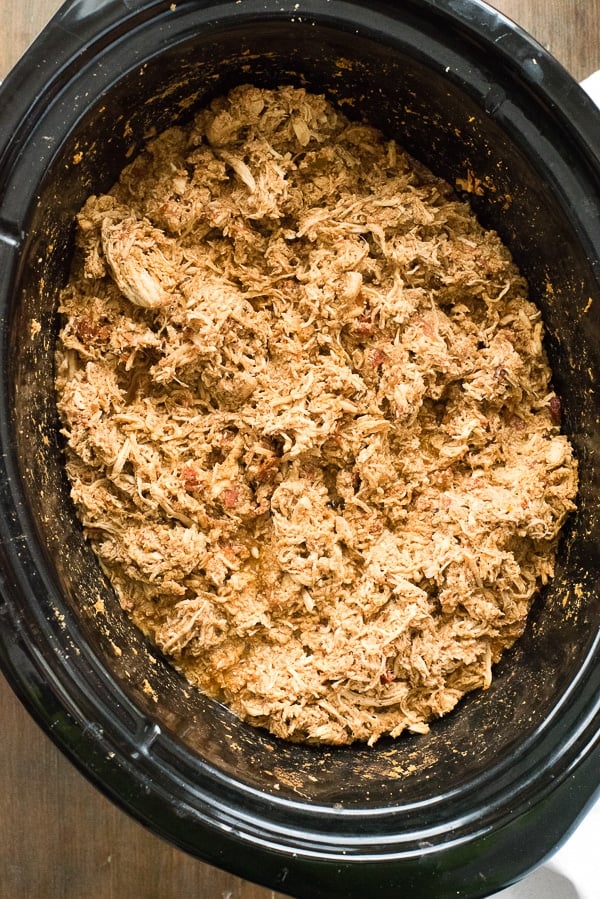 Mexican Chicken Taco Meat in slow cooker