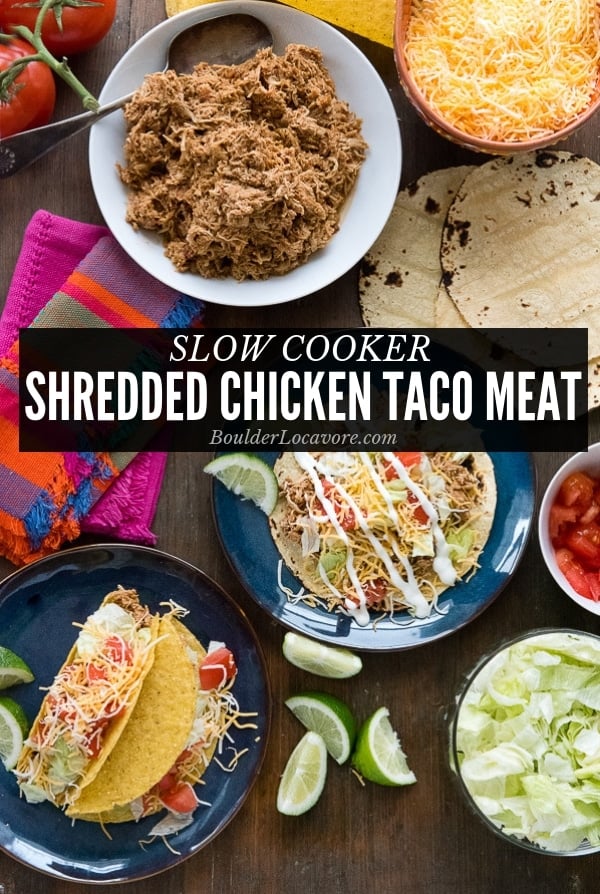 Slow cooker Shredded Chicken Taco Meat title image