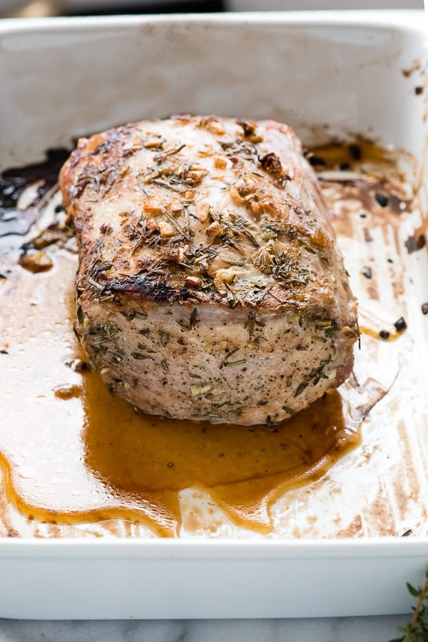 Boneless Pork Loin Roast with Garlic and Herbs from side