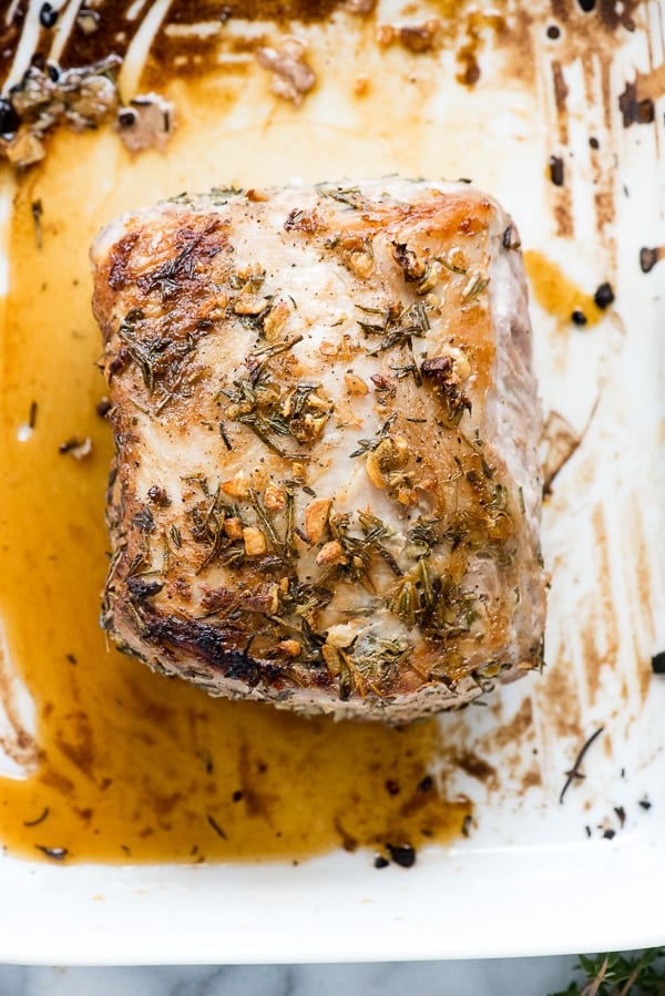 Boneless Pork Loin Roast with Garlic and Herbs cooked