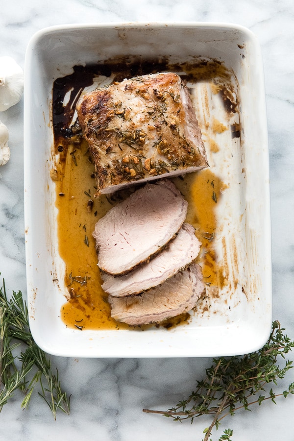 Boneless Pork Loin Roast with Garlic and Herbs sliced