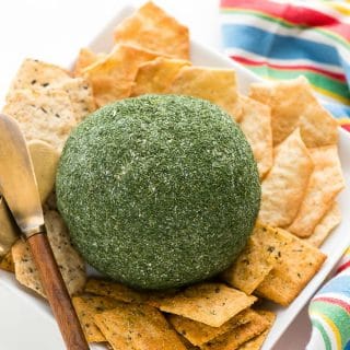 Dill Green Onion Cheese Ball with crackers