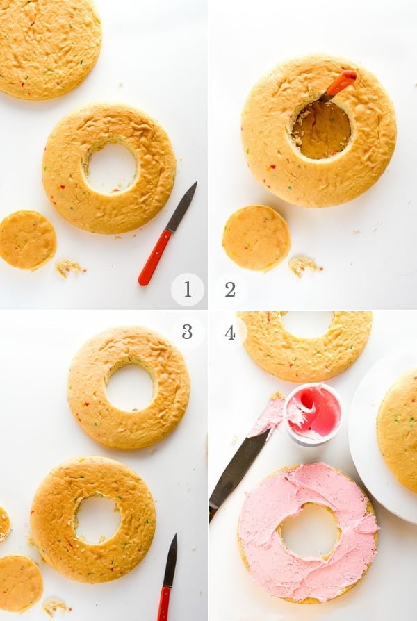 Easter Cake (candy filled) recipe process steps collage 1