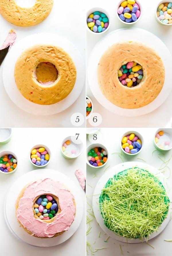 Easter Cake (candy filled) recipe process steps collage 2