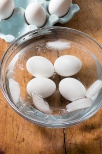 Instant Pot hard boiled eggs in an ice bath