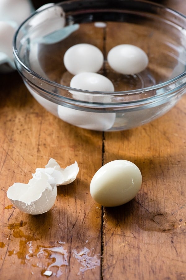peeled hard boiled egg made in an Instant Pot